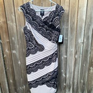 JAX Beige With Black Lace Dress
